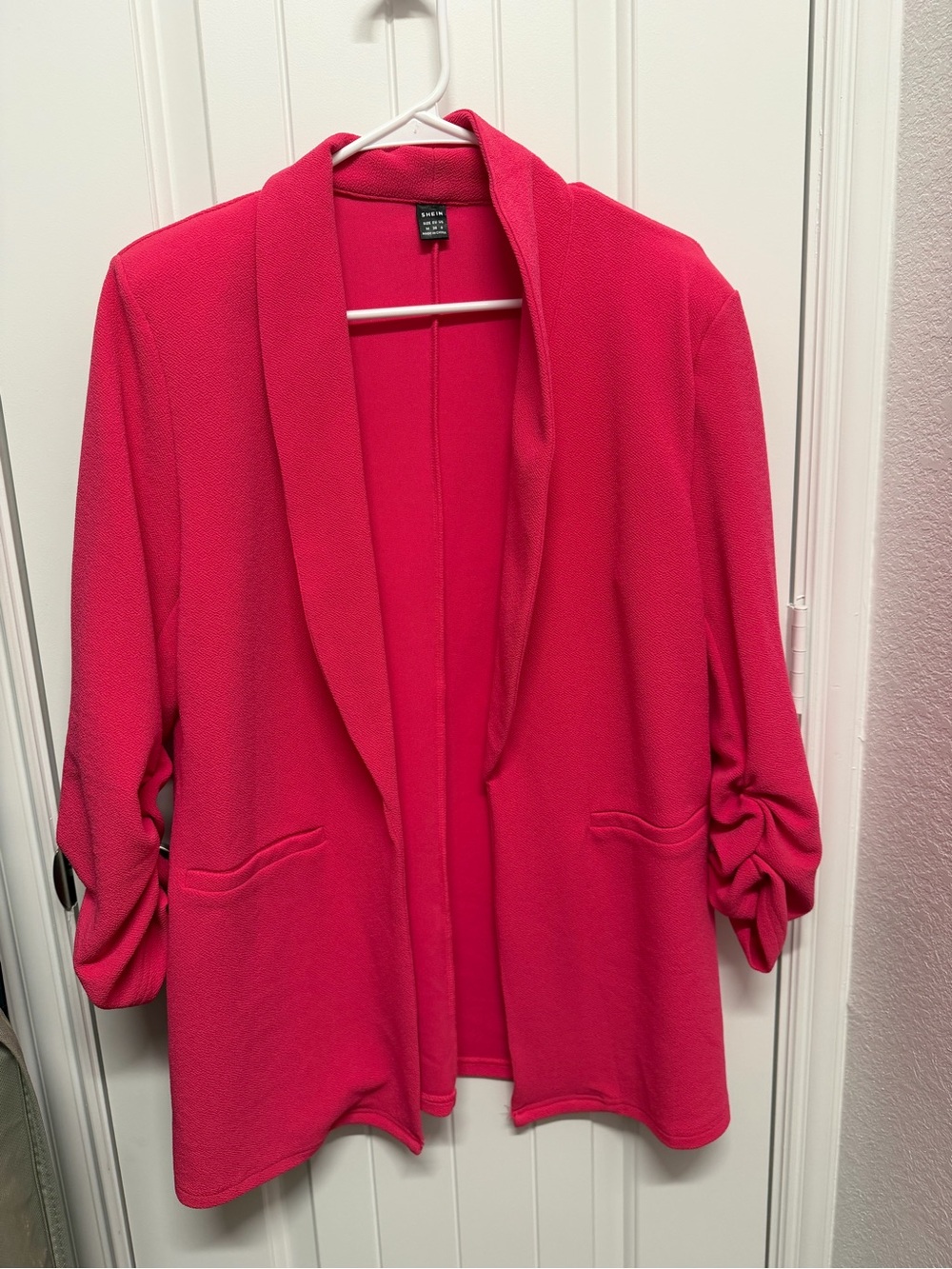 SHEIN Bright Pink Open Front Blazer